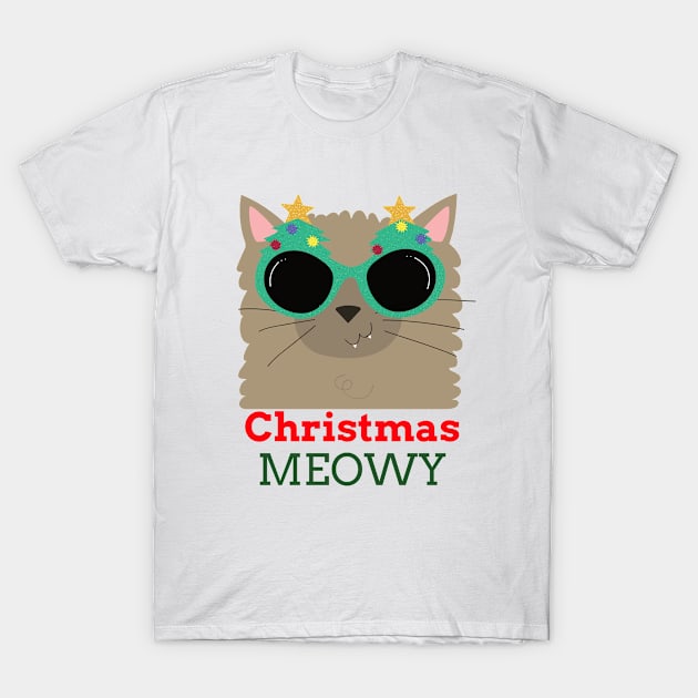 Meowy Christmas Cat T-Shirt by Dody